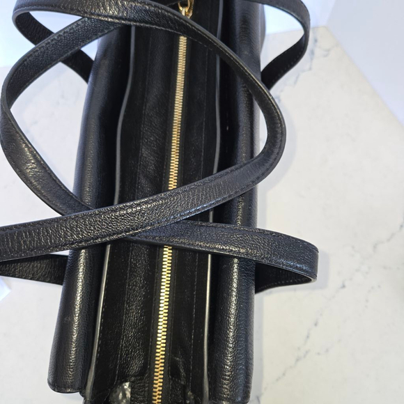 Henri Bendel Black Leather Handbag with Woven Detailing & Gold-toned hardware - Picture 15 of 15